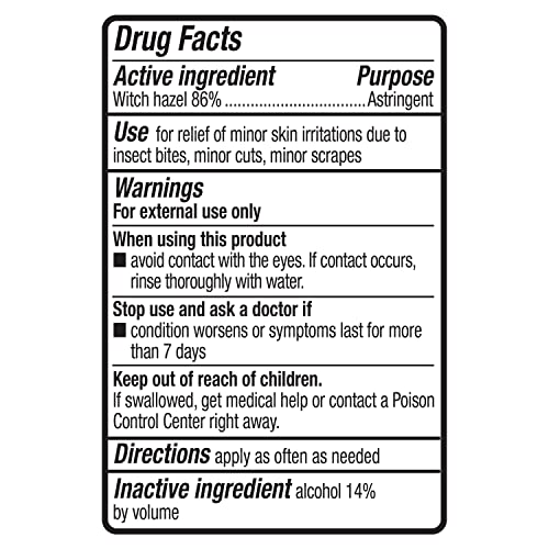 Amazon Basics Witch Hazel USP Astringent for Oily Skin, Relief from Irritation and Redness, Unscented, 16 Fluid Ounces (Previously Solimo)