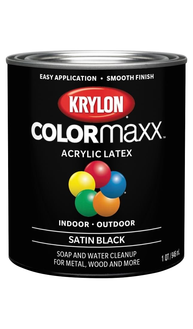 Krylon K05615007 COLORmaxx Acrylic Latex Brush On Paint for Indoor/Outdoor Use, ½ Pint, Satin White