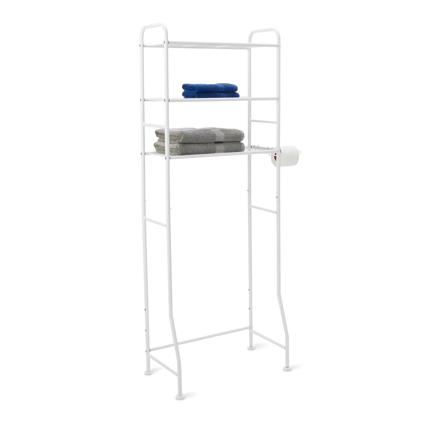 Amazon Basics 3 Tier Bathroom Over the Toilet Storage Organizer with Paper Holders, White