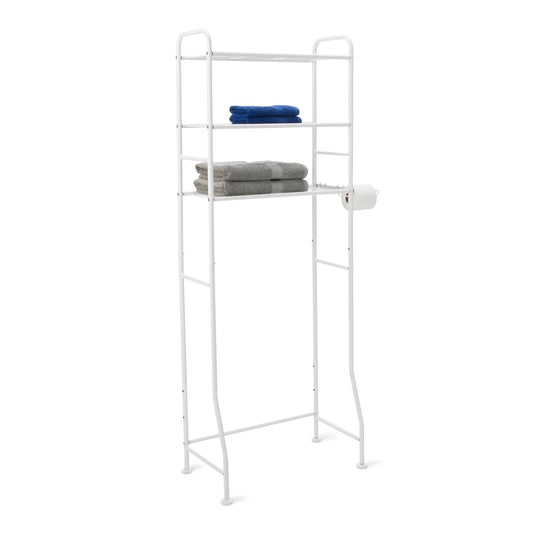 Amazon Basics 3 Tier Bathroom Over the Toilet Storage Organizer with Paper Holders, White