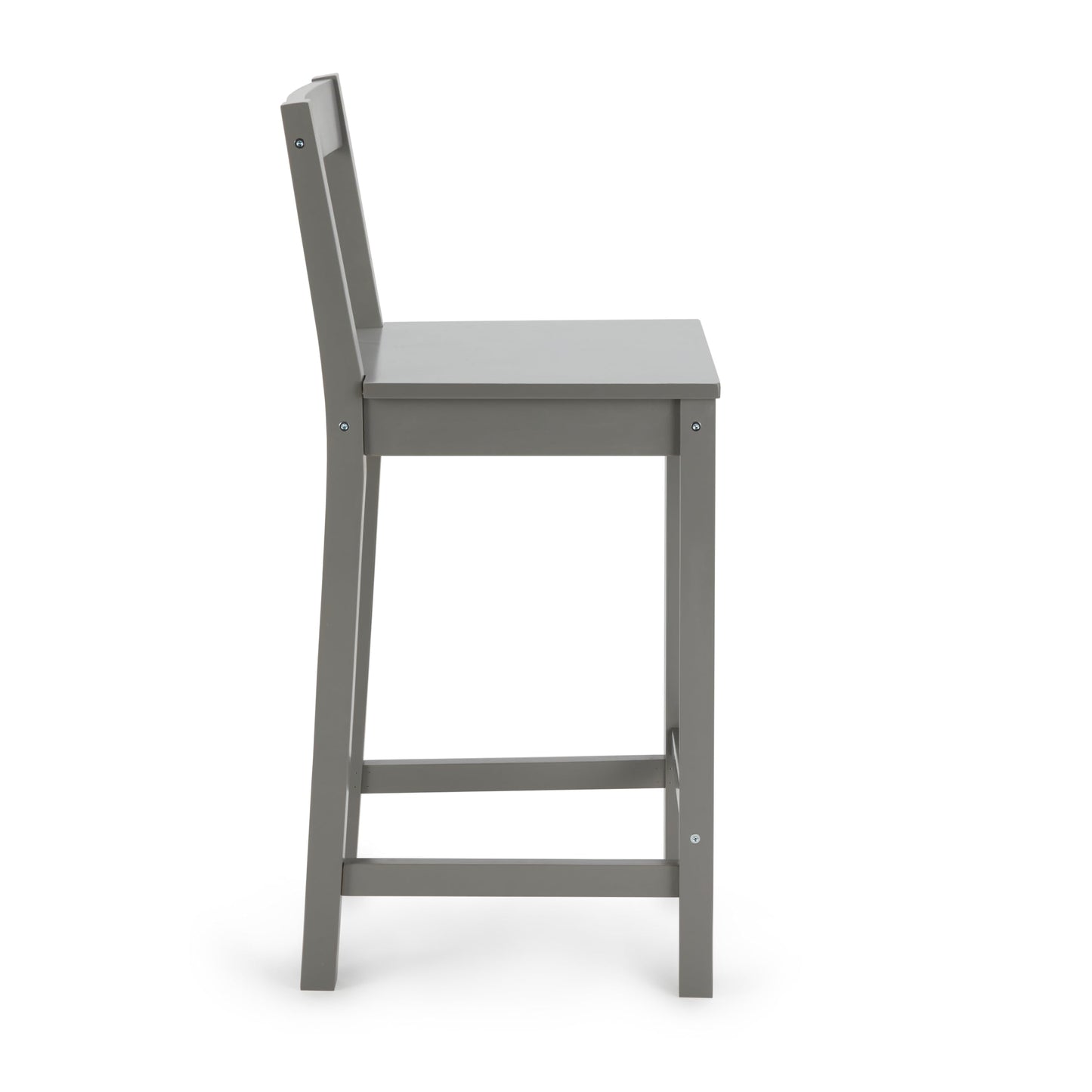 Amazon Basics Wooden Bar Stool with Backrest 24", Grey, Set of 2