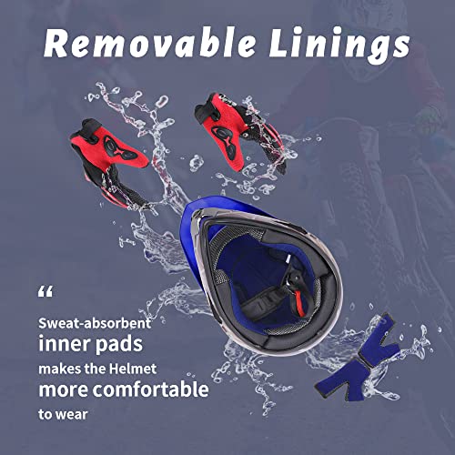 Adult Motocross Dirt Bike Helmet with Goggle, Gloves & Mask - DOT/FMVSS-218 Off-Road Motorcycle & ATV Helmet with Adjustable Sun Visor