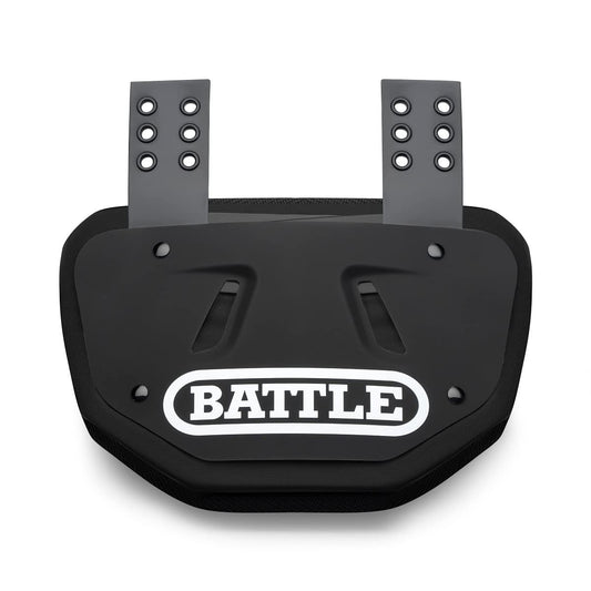 Battle Sports Football Back Plate – Hard Shell Lower Back Protector with Contoured Foam for High-Impact Protection - Adult, Black/White