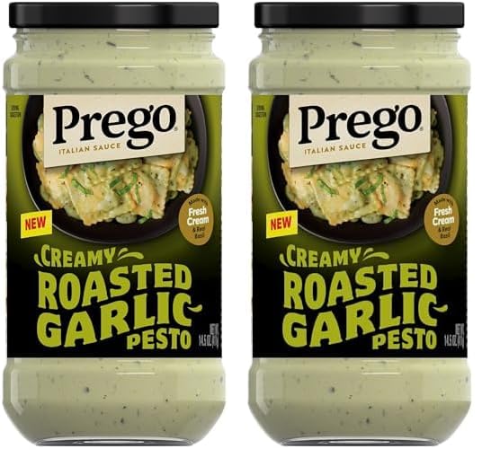 Prego Creamy Roasted Garlic Pesto Pasta Sauce, 14.5 oz Jar
