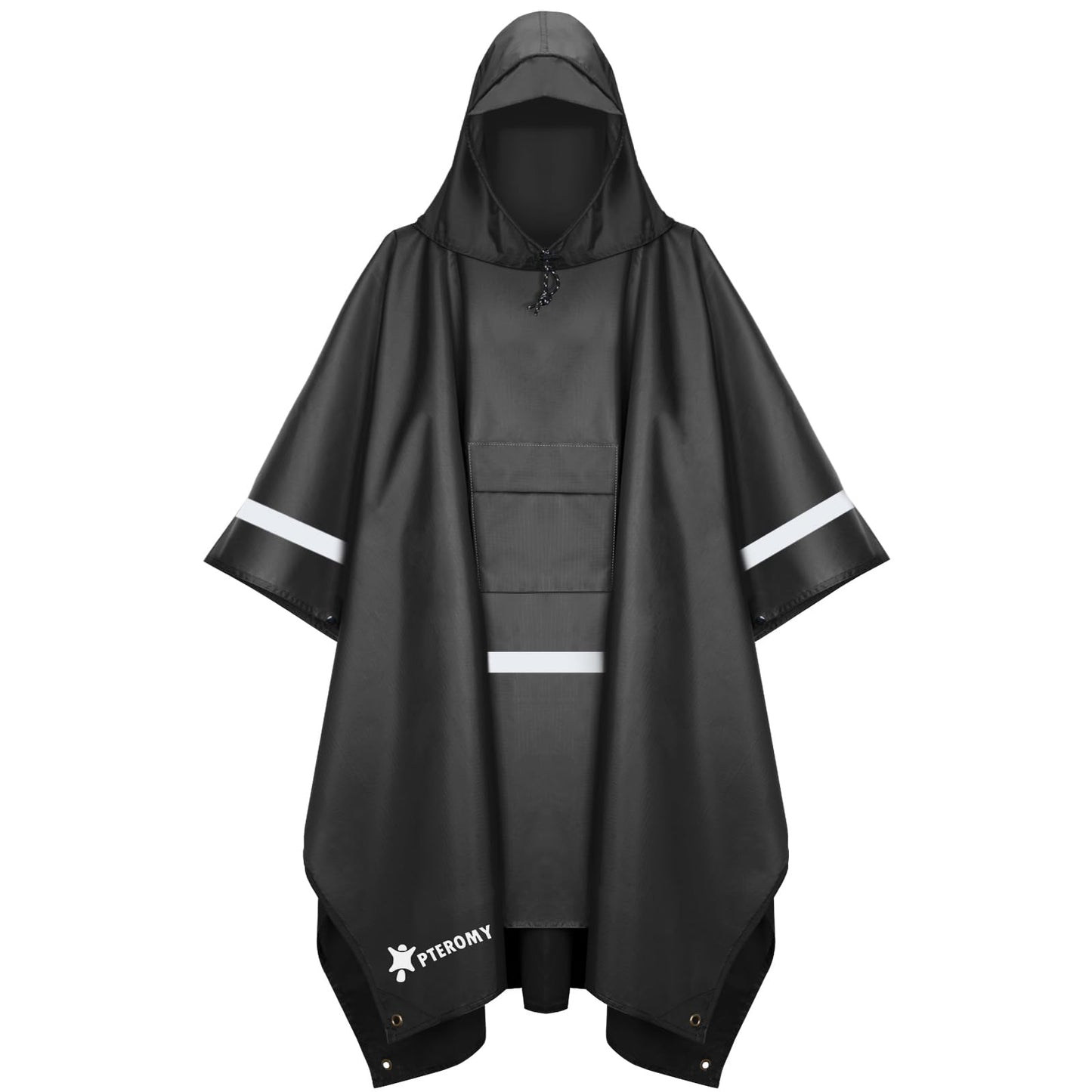 PTEROMY Hooded Rain Poncho for Adult with Pocket, Waterproof Lightweight Unisex Raincoat for Hiking Camping Emergency