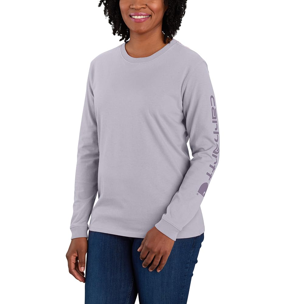 Carhartt Women's Plus Size Loose Fit Heavyweight Long Logo Sleeve Graphic T-Shirt