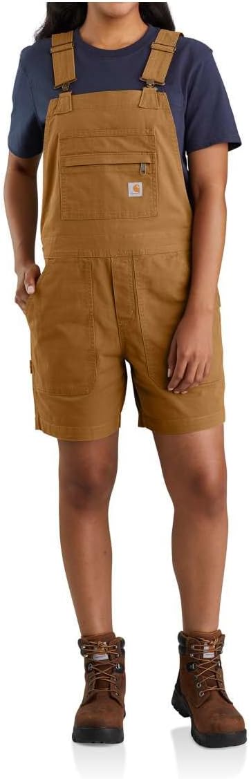 Carhartt Women's Rugged Flex Relaxed Fit Canvas-Shortall-Brown, Large US