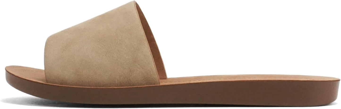 Soda Shoes Efron-S Women Flip Flops Basic Plain Slippers Slip On Sandals Slides Casual Peep Toe Beach