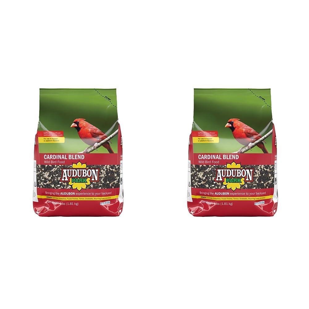 Audubon Park Cardinal Blend Wild Bird Food, Cardinal Bird Seed for Outside Feeders, 4-Pound Bag