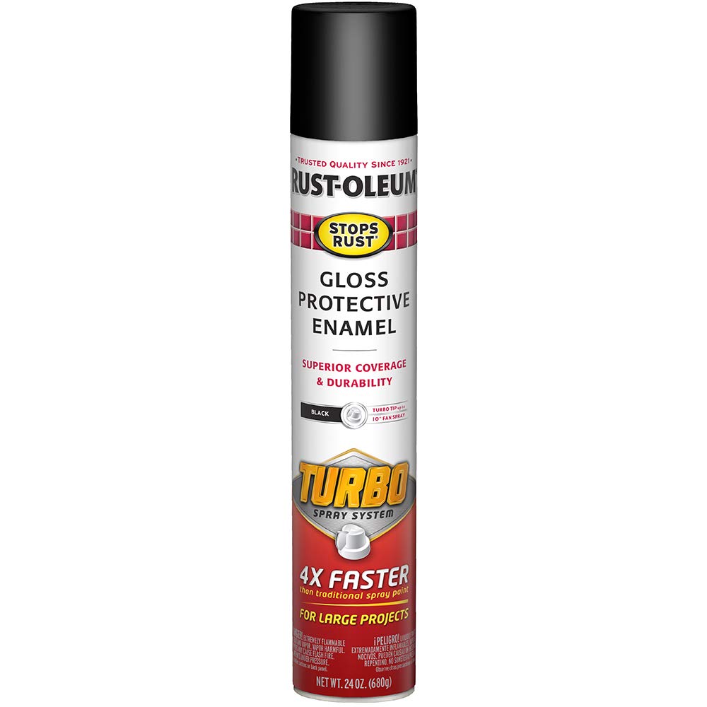 Rust-Oleum 376298 Stops Rust Turbo Spray System Spray Paint, 24 oz, Flat Black