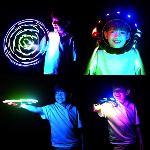 TOSY Flying Ring - 16 Million Color RGB LEDs, Super Bright, Lost Mode, Auto Light Up, Camping Essentials for Kids/Teens/Boy/Girl, Safe & Soft, Waterproof, Pool/Beach Games, Lightweight Toy