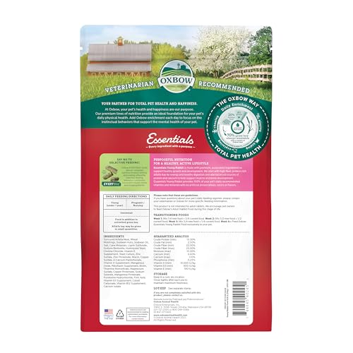 Oxbow Essentials Rabbit Food, Adult, Made with Oxbow Timothy Hay for Rabbit, Pet Pellets with Vitamins & Minerals, Small Animal Pet Products, Bunny Food, Made in USA, High Fiber, 10 lb. bag