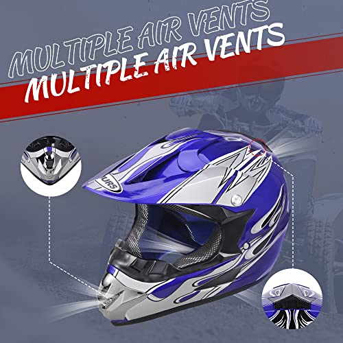Adult Motocross Dirt Bike Helmet with Goggle, Gloves & Mask - DOT/FMVSS-218 Off-Road Motorcycle & ATV Helmet with Adjustable Sun Visor