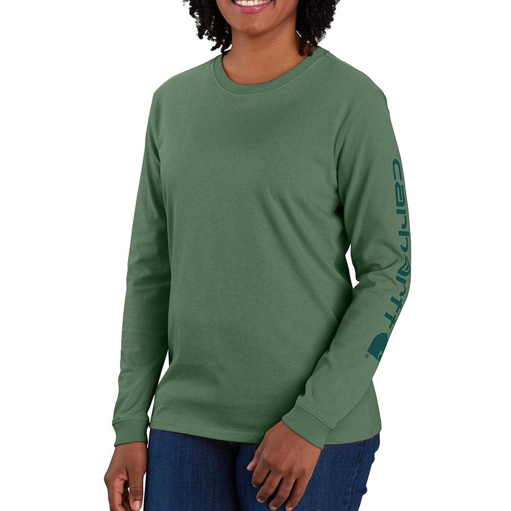 Carhartt Women's Plus Size Loose Fit Heavyweight Long Logo Sleeve Graphic T-Shirt