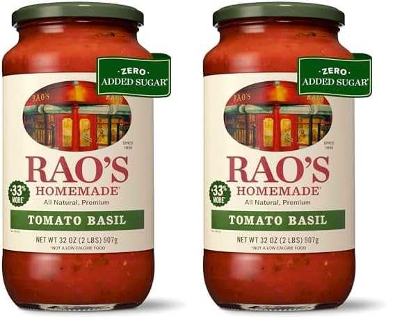 Rao's Homemade Tomato Basil Sauce, 24 oz, Tomato Sauce, All Purpose, Keto Friendly Pasta Sauce, Premium Quality, Tomatoes from Italy and Basil