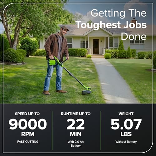 Greenworks 40V 13" Cordless String Trimmer/Weed Wacker + Edger (Includes 20 Blades), 2.0Ah Battery and Charger Included