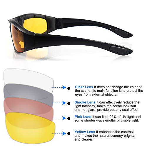 3 Pair Motorcycle Riding Glasses Padding Goggles UV Protection Dustproof Windproof Motorcycle Sunglasses for Outdoor Actives