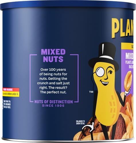 PLANTERS Deluxe Mixed Nuts, Cashews, Almonds, Pecans, Pistachios, Hazelnuts, Roasted with Sea Salt, Party Snacks, Plant-Based Protein Nut Mix, Snacks for Adults, After School Snack Mix, 27oz