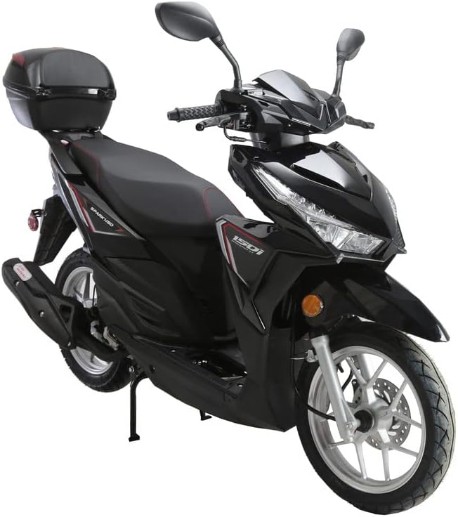 HHH Upgraded 150cc Scooter Vitacci Spark150 Fully Automatic Street Scooter with Gy6 Engine 150cc Motorcycle Moped Gas Street Bike for Adult and Youth (Black)
