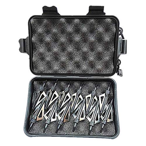12pcs Archery Broadheads 3 Fixed Steel Blade 125 Grain Hunting Arrowheads Fit for Compound Bow and Crossbow with One Black Plastic Portable Broadheads Case