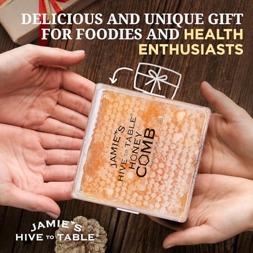 Jamie's Hive To Table 100% Raw Honeycomb, 12 Oz – All-Natural Pure Georgia Honeycomb, No Additives or Preservatives, Non-GMO