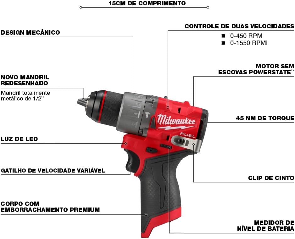 Milwaukee 3404-20 12V Fuel Cordless 1/2" Hammer Drill/Driver (Bare Tool)