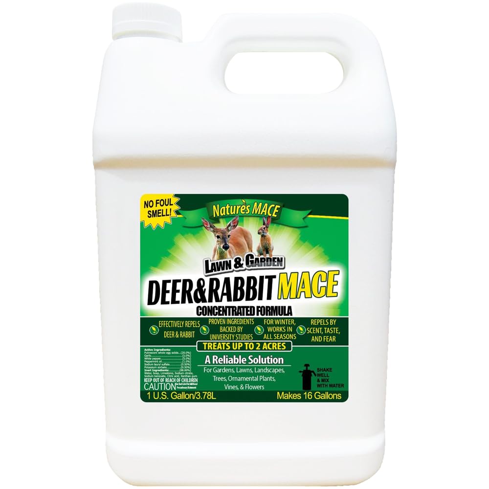 Nature's MACE Deer and Rabbit Repellent 5 Gal Concentrate, Covers 10 Acres,Repel Deer from Your Home & Garden, Safe to use Around Children, Plants & Produce, Protect Your Garden Instantly