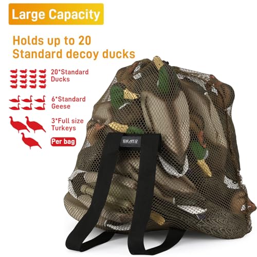 Duck Decoy Bag 30"x32" Mesh Decoy Bag for Goose, Turkey Waterfowl, Light Weight with Adjustable Comfort Shoulder Straps