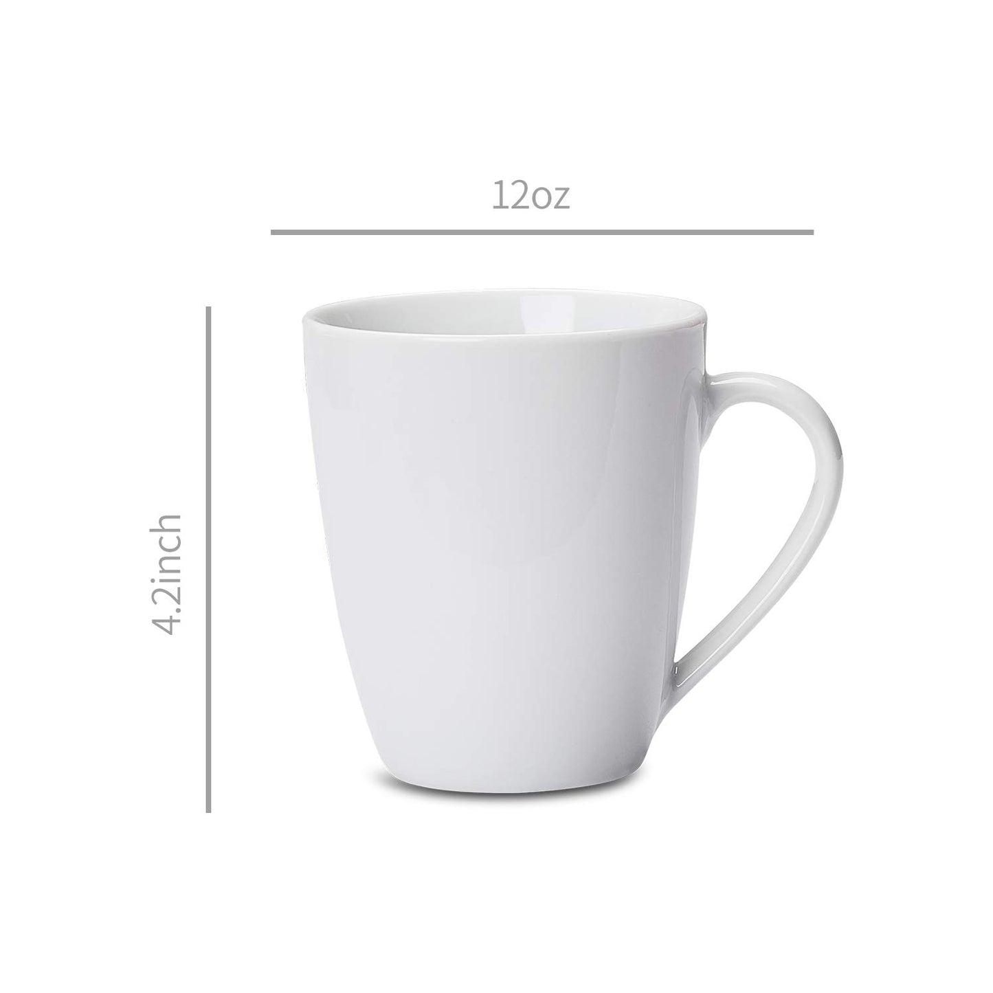 Amazon Basics Porcelain, 12 oz Coffee Mug Set, 12 Count, White