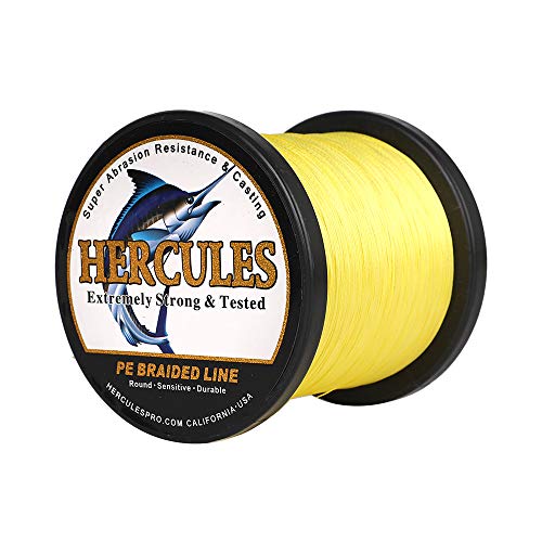 HERCULES Cost-Effective Super Cast 8 Strands Braided Fishing Line 10LB to 300LB Test for Salt-Water,109/328/547/1094 Yards(100M/300M/500M/1000M),Diam.#0.12MM-1.2MM,Hi-Grade Performance,Variety Colors