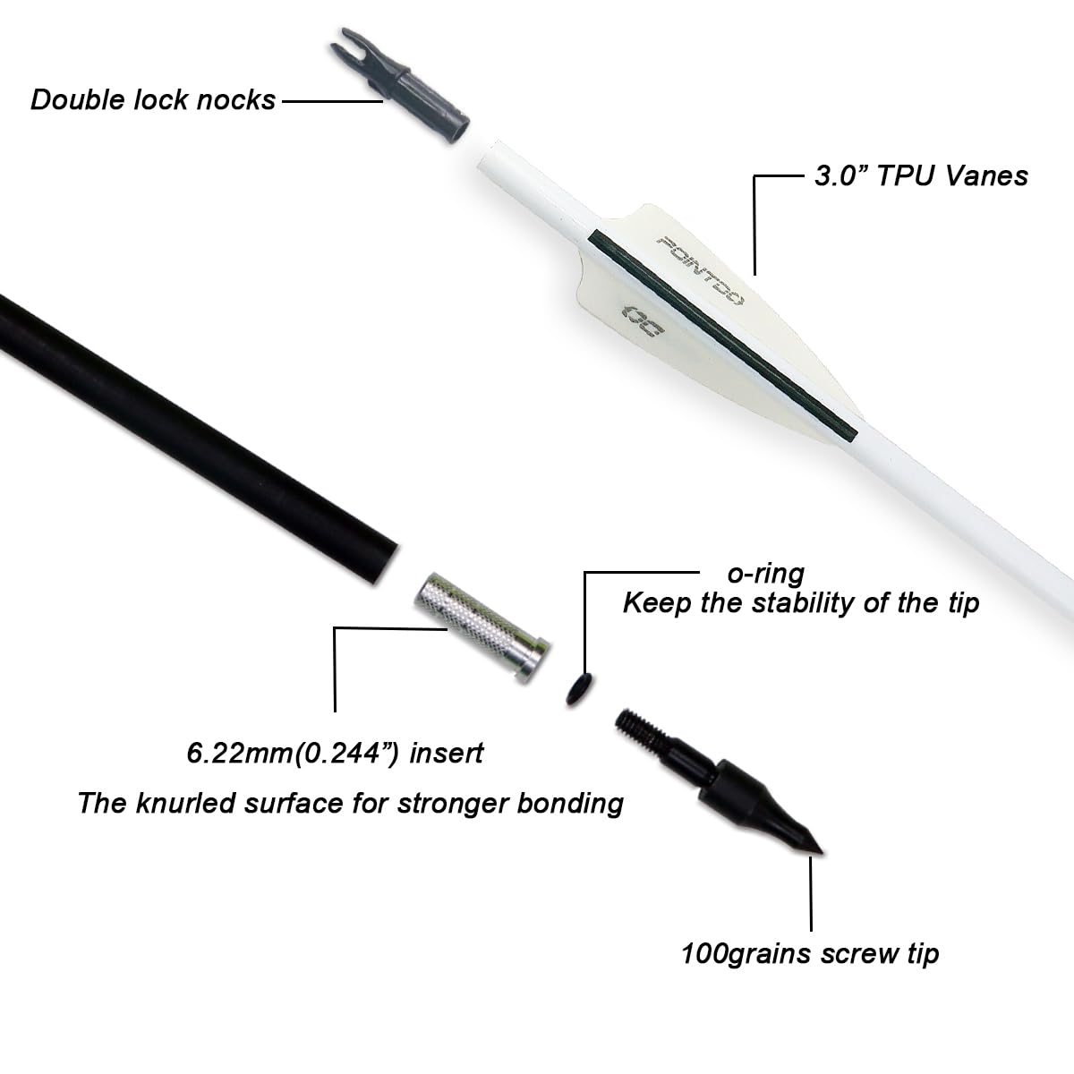 30inch Carbon Arrow Fluorescence Color Targeting and Practice and Hunting Arrows for Compound Bow and Recurve Bow with Removable Tips(Pack of 12)