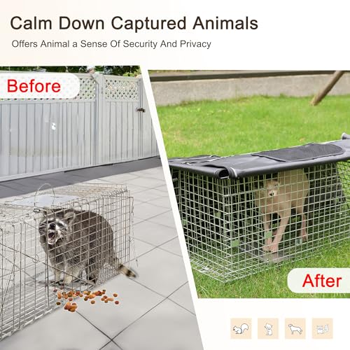 Live Animal Trap Cage Cover, Cat Trap for Stray Cats 32 Inch Folding Skunk Trap with Real Door for Raccoons, Opossums, Groundhogs, Skunks, Feral Cats, Squirrels (Only Cover)