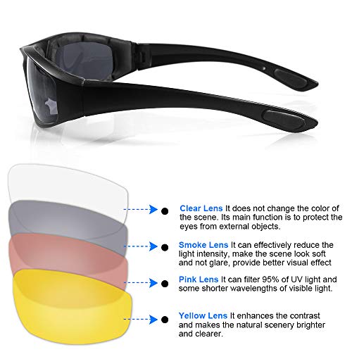 3 Pair Motorcycle Riding Glasses Padding Goggles UV Protection Dustproof Windproof Motorcycle Sunglasses for Outdoor Actives