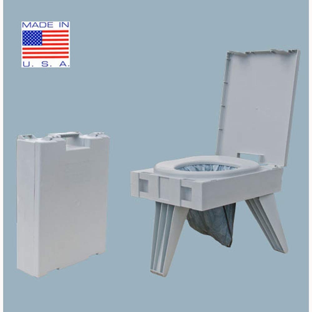 GO Anywhere Complete Portable Camping Toilet - For Camping, Hunting, Fishing and More - Comes with 3 Bonus Toilet Kits (Waste Bag with Poo Powder, Zip-Close Storage Bag, Toilet Paper & Hand Sanitizer)