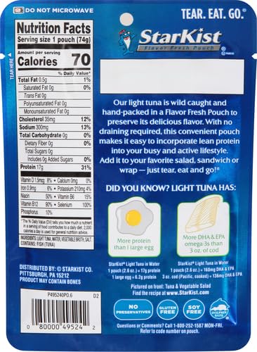 StarKist Chunk Light Tuna in Water, 2.6 Oz, Pack of 24