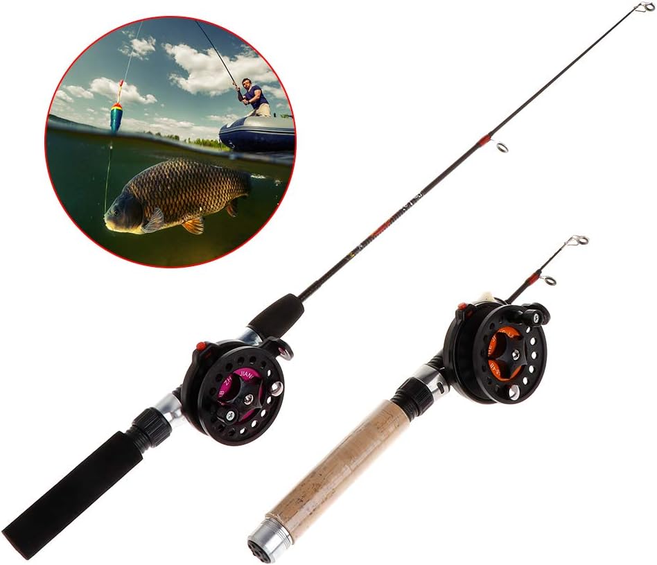1 Set Fishing Rod with Fishing Reel Short Portable Winter Outdoor Ice Fishing Rods and Reels Combo Freshwater
