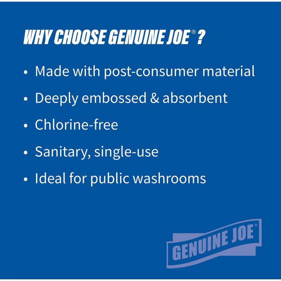 Genuine Joe Multifold Hand Towels, 9.5" x 9.10", 1-Ply, White, 250/Pack, 16 Count