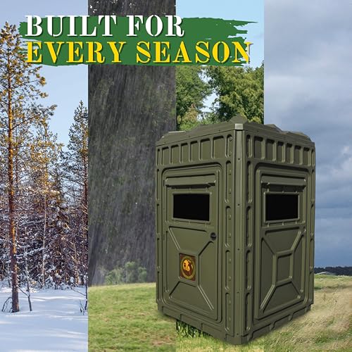 Outta Site Hunting Blind – 4 & 5 Sided High Density Plastic Hunting Blind – 1-2 & 2-3 Person Hard-Sided Ground Blind for Deer, Turkey Hunting – 360 Views – Arctic Snow Camo, Habitat Olive, Thicket Oak