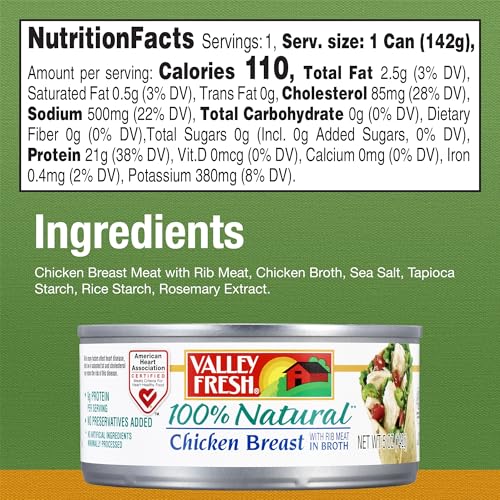 VALLEY FRESH, Chuck Chicken in Water, White & Dark, 10 Ounce (Pack of 12)
