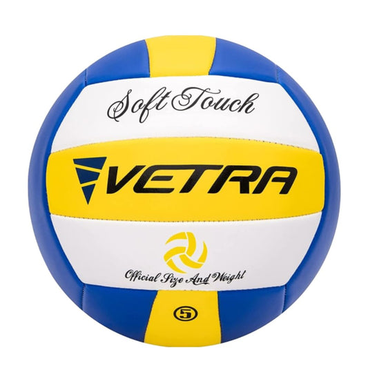VETRA Volleyball Soft Touch Volley Ball Official Size 5 Yellow/Blue/White Outdoor Indoor Beach Gym Game Ball New (Yellow/Blue/White)