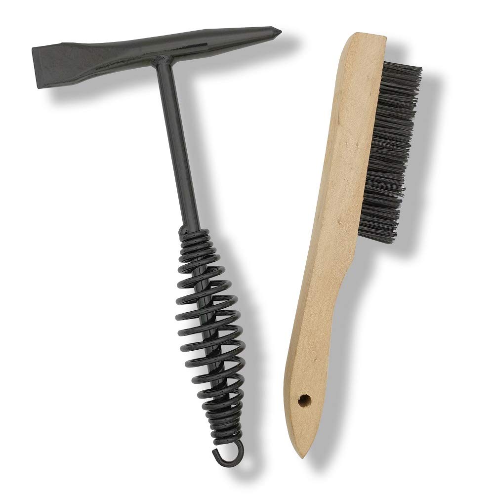 Welding Chipping Hammer with Coil Spring Handle,10.5",Cone and Vertical Chisel,10" Wire Brush