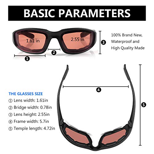 3 Pair Motorcycle Riding Glasses Padding Goggles UV Protection Dustproof Windproof Motorcycle Sunglasses for Outdoor Actives