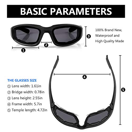 3 Pair Motorcycle Riding Glasses Padding Goggles UV Protection Dustproof Windproof Motorcycle Sunglasses for Outdoor Actives