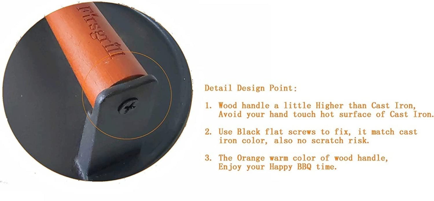 Burger Press 7.08" Round & 8.3”X4.3”Rectangle Heavy-Duty Cast Iron Smash Meat Steak With Wood Handle for Blackstone Camp chef Pitboss Weber Treager Griddle Grills (Round & Rectangle)