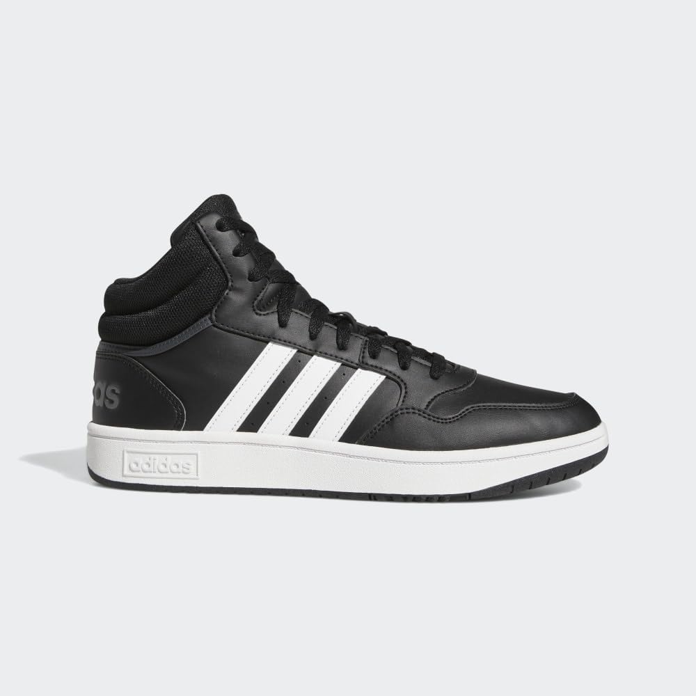 adidas Men's Hoops 3.0 Mid Top Basketball Shoe, Black/White/Grey Six, 11