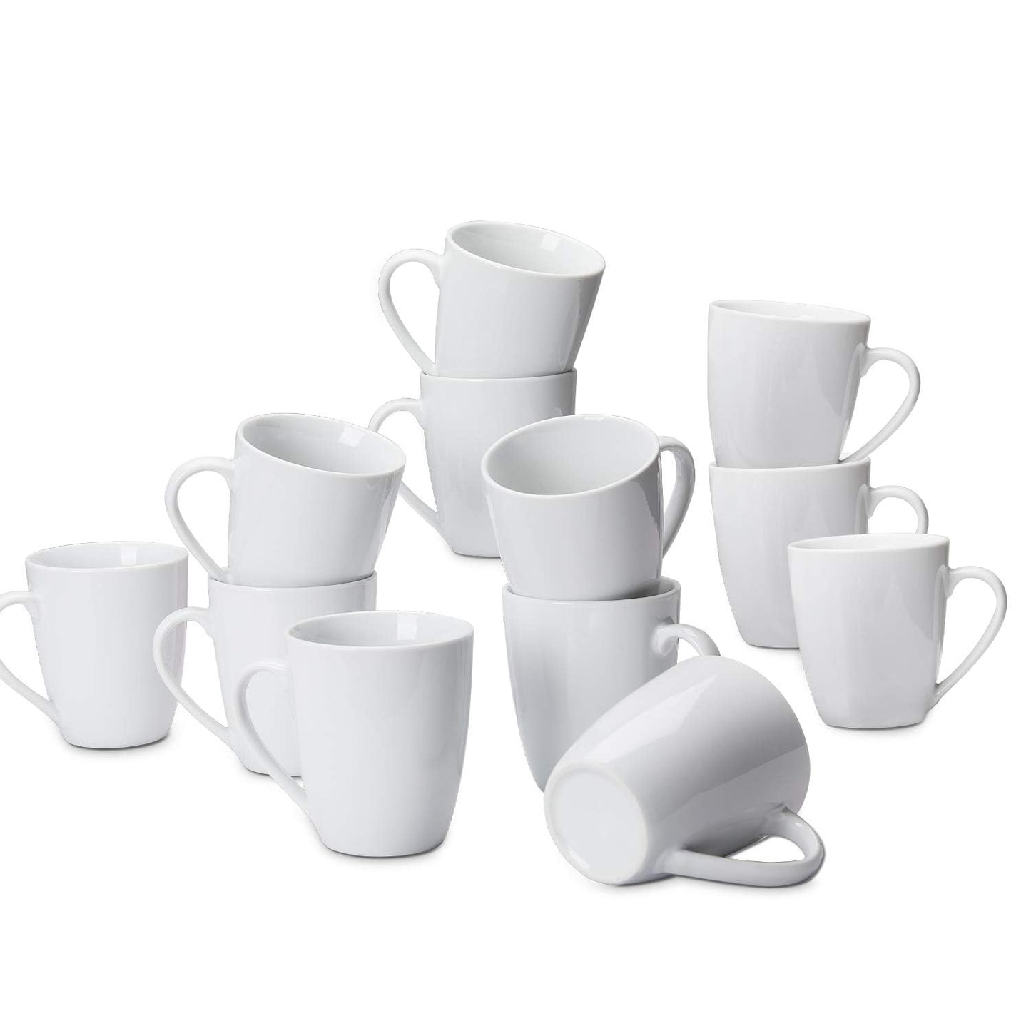 Amazon Basics Porcelain, 12 oz Coffee Mug Set, 12 Count, White