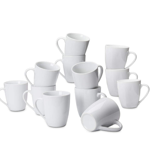 Amazon Basics Porcelain, 12 oz Coffee Mug Set, 12 Count, White