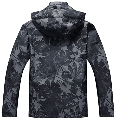OTU Men's Lightweight Waterproof Hooded Rain Jacket Outdoor Raincoat Shell Jacket for Hiking Travel