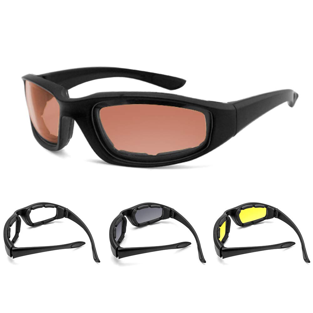3 Pair Motorcycle Riding Glasses Padding Goggles UV Protection Dustproof Windproof Motorcycle Sunglasses for Outdoor Actives