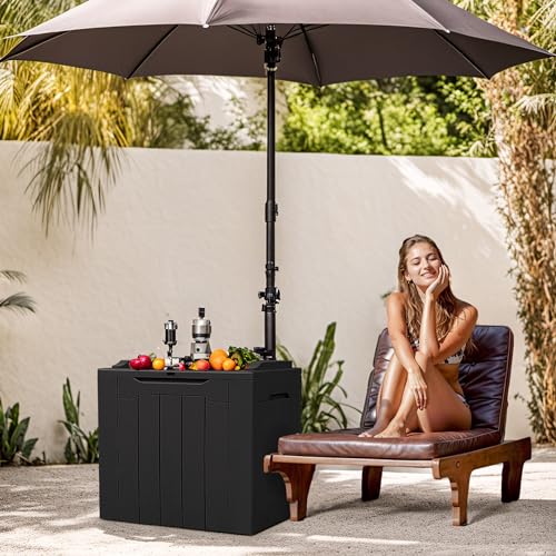 Devoko 100 Gallon Waterproof Large Resin Deck Box Indoor Outdoor Lockable Storage Container for Patio Furniture Cushions Garden Tools (100 Gallon, Black)